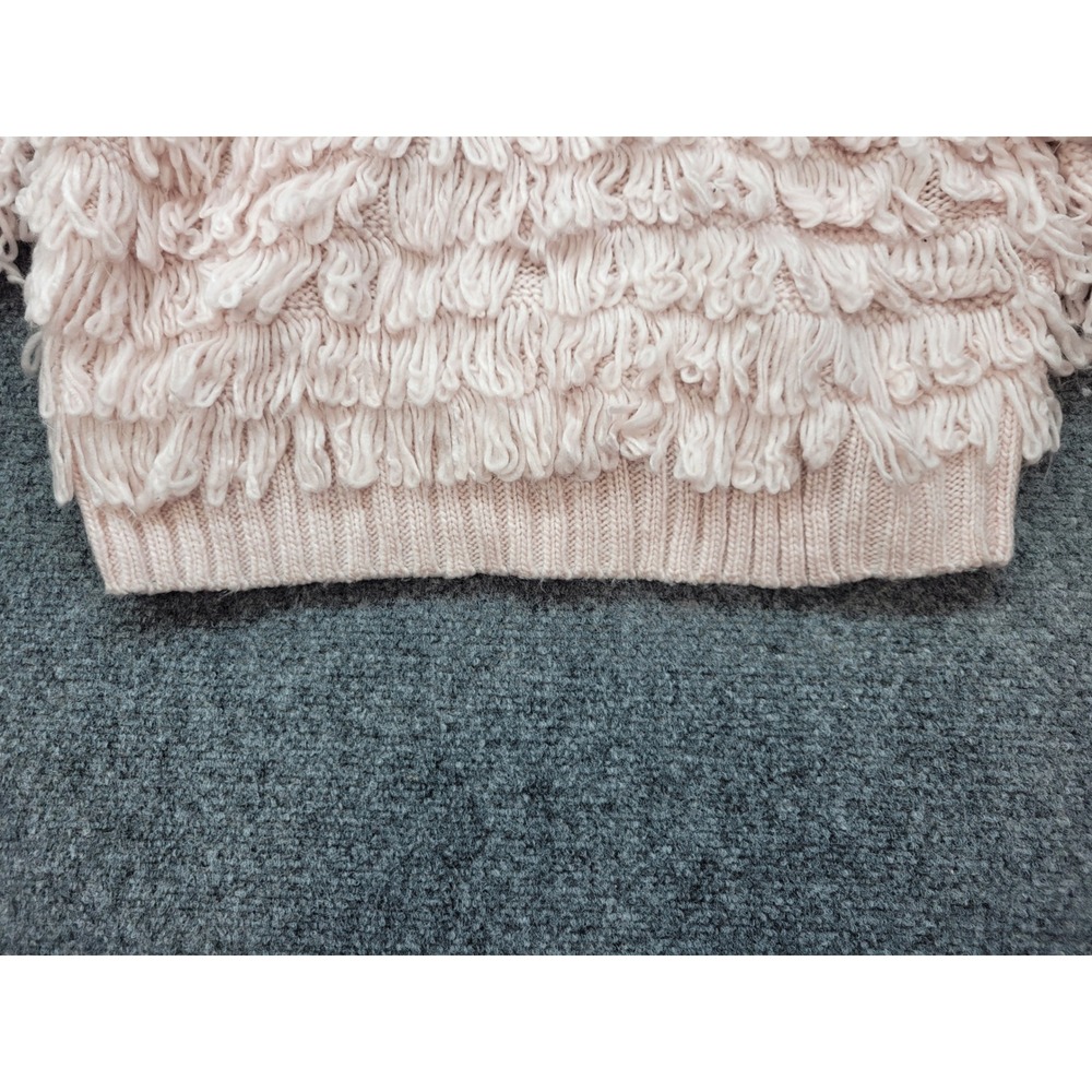 Urban Outfitters Shaggy Fringe Knit Sweater Pink Mock Neck Cropped Medium UO - Picture 16 of 16